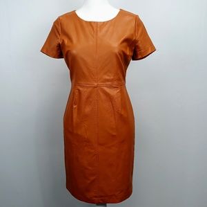 Sunday in Brooklyn Orange Vegan Leather Dress
